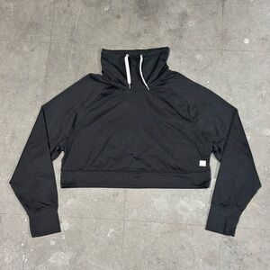 Vuori Halo Cropped Funnel Neck Draw Strings Black Long Sleeve Top Size Medium